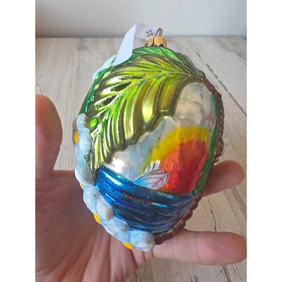 Hawaii cruise boat glass glitter ornament remember palm tree flowers unique Xmas - Picture 10 of 11